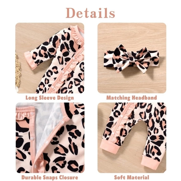 Preemie Baby Girls Cheetah Romper 4 Pc Set Size Preemie (48) - Picture 10 of 16